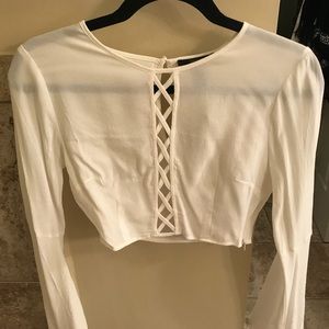 White cropped blouse